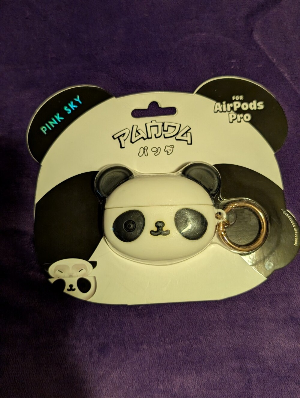 Panda Silicone AirPods Pro Case with Keyring - White/Black